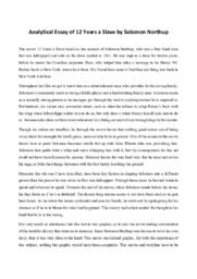 Analytical Essay of 12 Years a Slave | Solomon Northup