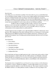 Cross Cultural Communication – Activity Email 5