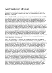 Analytical essay of Seven
