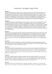 Summary of” I am Legend”, pages 74-160