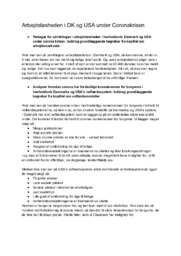 Arbejdsløsheden i DK og USA under Coronakrisen