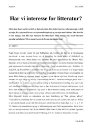 Har vi interesse for litteratur? | Opgave