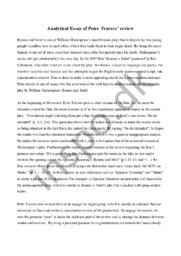 Analytical Essay of Peter Travers’ review