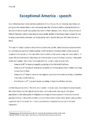 Exceptional America – Speech | Engelsk Opgave