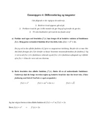 Differentiering og tangenter | Emneopgave
