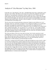 “Like Mexicans” | Analyse | Gary Soto