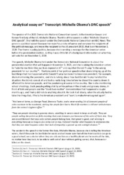 Analytical essay | Transcript: Michelle Obama’s DNC speech