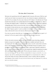 The time after Coronavirus | Speech
