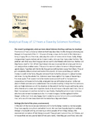 Analytical Essay of 12 Years a Slave by Solomon Northurp