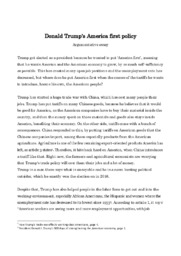 Donald Trump’s America first policy | Argumentative essay