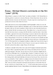 “Joker” Michael Moore’s comments on the film | Essay