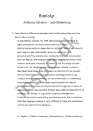 Society | Anthony Giddens | Late Modernity | Samfundsfag