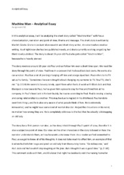 Machine Man – Analytical Essay