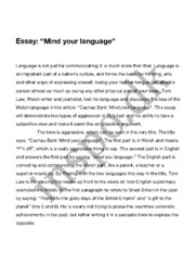 “Mind your language” | Essay