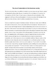 The rise of materialism in the American society | Essay