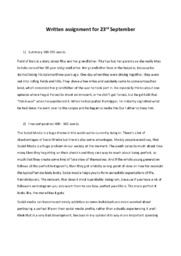 Written assignment for 23rd September