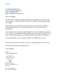 Enquiry for spa resources | Diamond Spa | Engelsk opgave