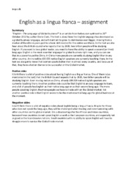English as a lingua franca | Assignment