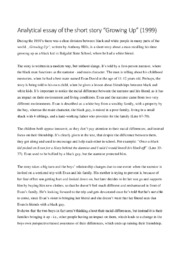 Growing Up | Analytical essay | Engelsk opgave