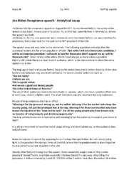 Joe Biden Acceptance Speech | Analytical essay