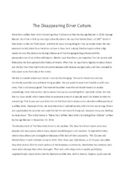 The Disappearing Diner Culture | Analyse | Engelsk