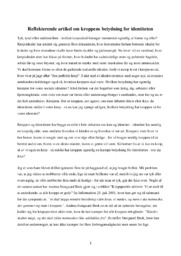 Reflekterende artikel | Kroppens betydning for identiteten