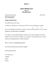 Johan Winther A/S | Tysk Handelskorrespondance | Tysk Opgave