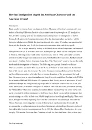 How has Immigration shaped the American Character…