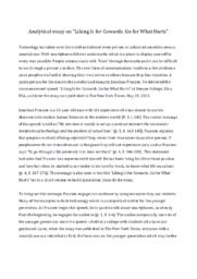 Analytical essay | Liking Is for Cowards. Go for What Hurts