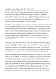 Analytical essay on the article | The end of men