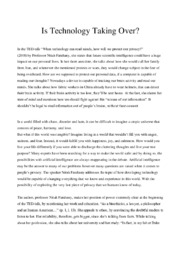 Is Technology Taking Over | Essay