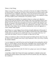 Tribute to Alan Turing