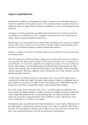 Aspects of globalisation