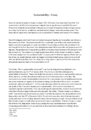 Sustainability Essay