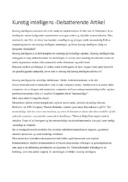 Kunstig intelligens | Debatterende Artikel | P1