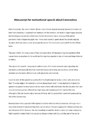 Motivational speech about Coronavirus