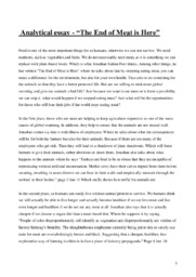 Analytical essay | The End of Meat is Here