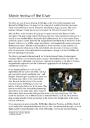 Movie review of the Giver | Essay