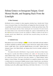 Selena Gomez on Instagram Fatigue | Analytical essay