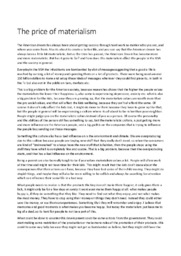 The price of materialism | Essay