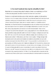 Too much Facebook is unhealthy | Essay