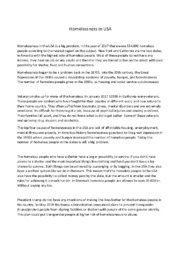 Homelessness in USA | Essay