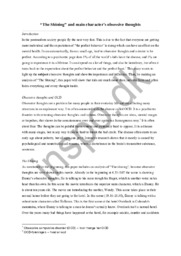 “The Shining” and main character’s obsessive thoughts | essay