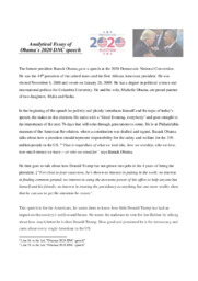Analytical Essay of Obama’s 2020 DNC speech