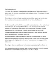 The Lottery summary | Noter