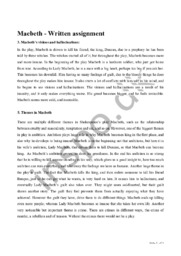 Macbeth | Written assignment