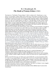 ‘The Death of Tommy Grimes’ | Analytical essay