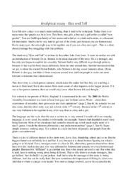 ‘Kiss and Tell’ | Analytical essay