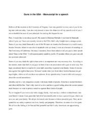 ‘Guns in the USA’ | Speech