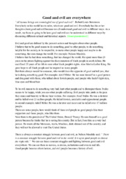 Good and evil are everywhere | Essay